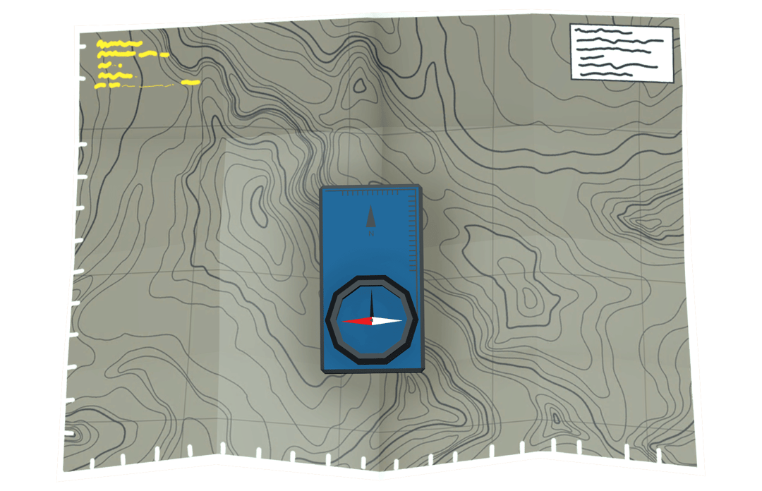 How do you navigate with a map and compass?