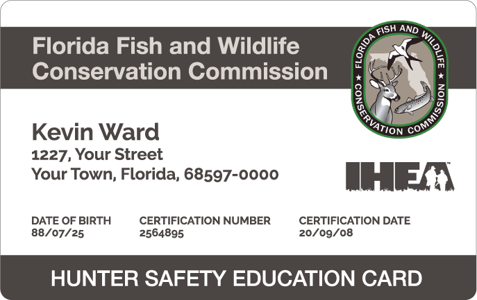 Florida hunter safety education card