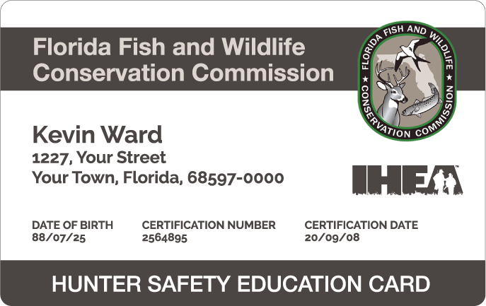 Florida Hunter Safety Education Card