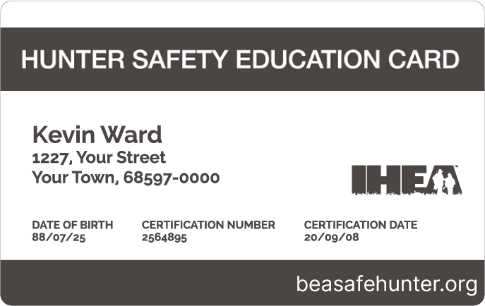 Hunter safety education card