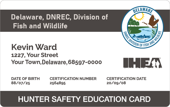 Delaware - Hunter Safety Education Card