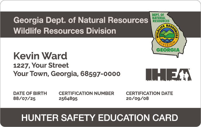 Georgia hunter safety education card