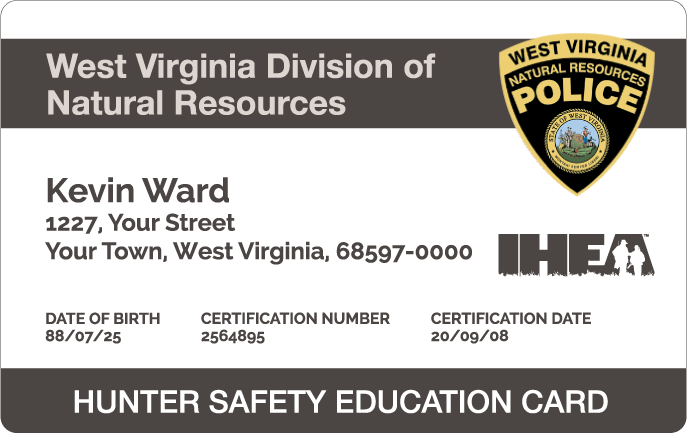 West Virginia hunter safety education card